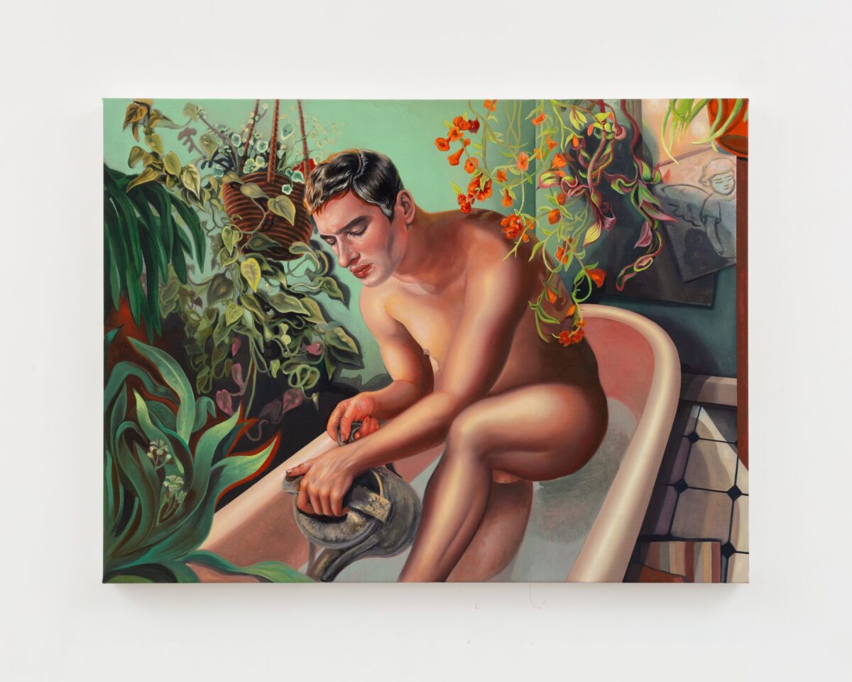 This image depicts an artwork by Alannah Farrell titled "Benjamin (Iron Pond)." This artwork was created in 2026 and measures 30" x 40" [HxW] (76.2 x 101.6 cm). Its medium is Oil and acrylic on canvas.
