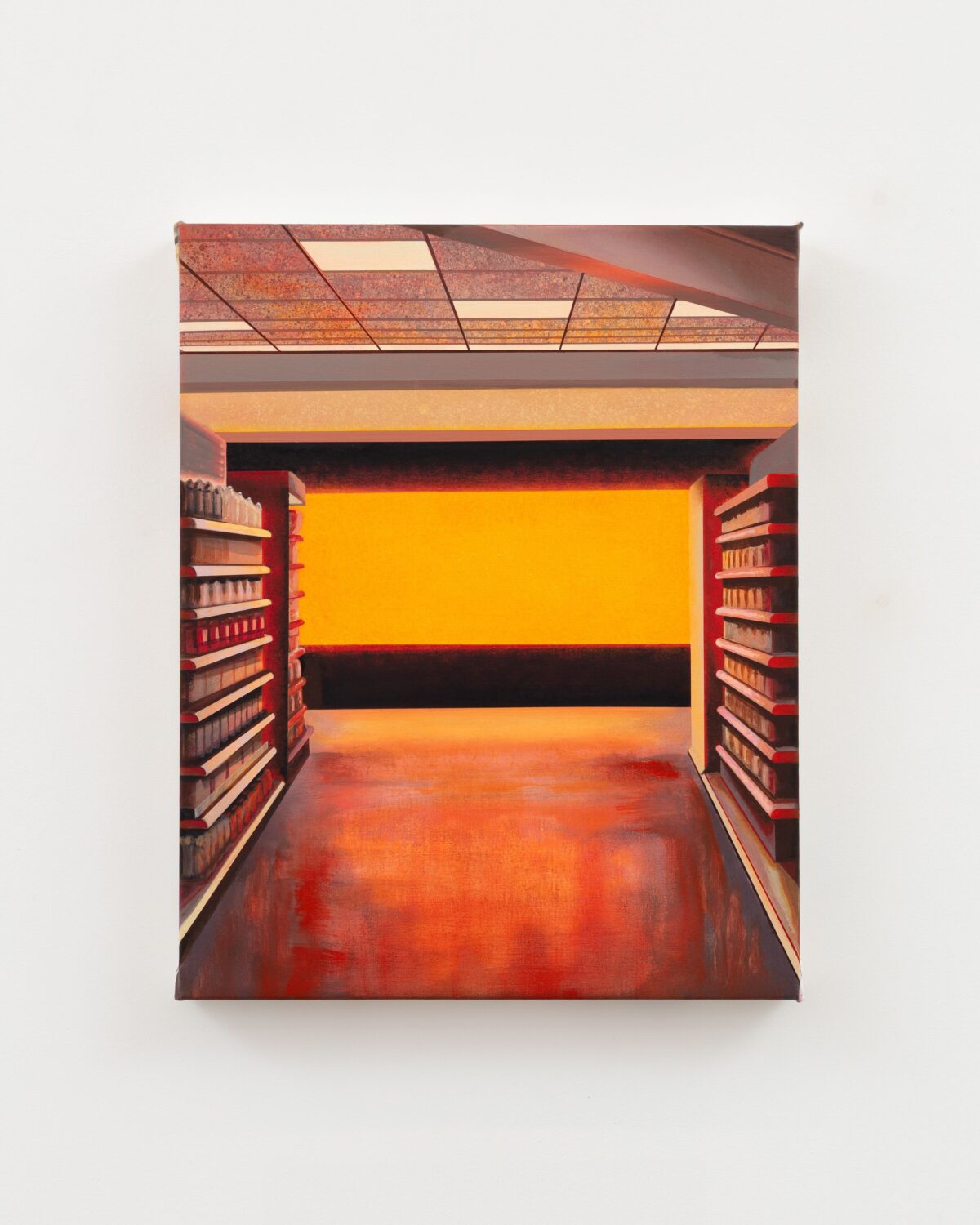 This image depicts an artwork by Alannah Farrell titled "Meat Rack." This artwork was created in 2026 and measures 20" x 16" [HxW] (50.8 x 40.64 cm). Its medium is Oil and acrylic on canvas.