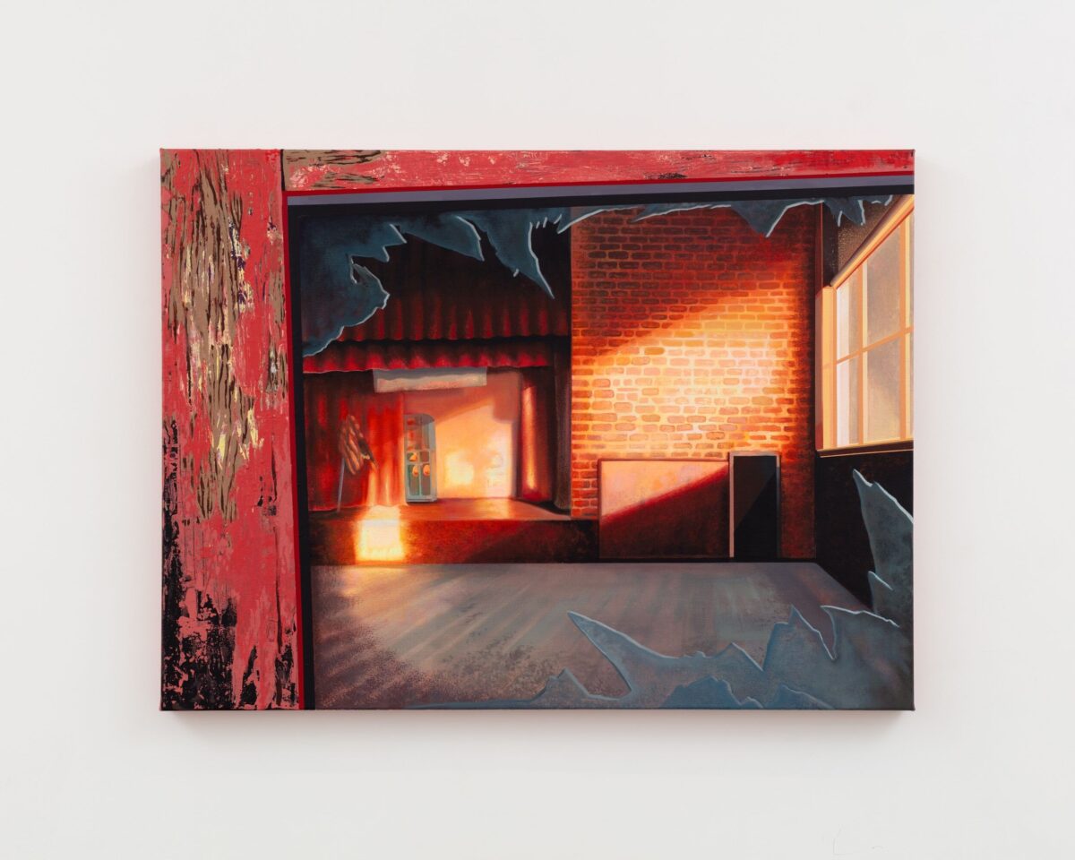 This image depicts an artwork by Alannah Farrell titled "Solastalgia." This artwork was created in 2026 and measures 30" x 40" [HxW] (76.2 x 101.6 cm). Its medium is Oil, acrylic, and spray paint on canvas.